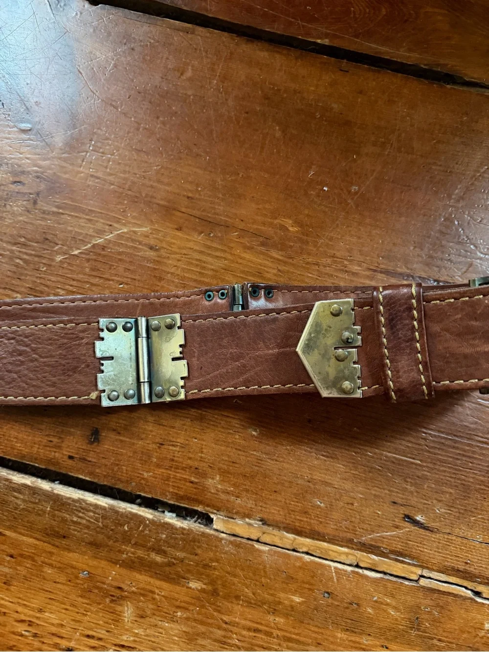 Vera Pelle Brown Leather Belt with Metal Buckle